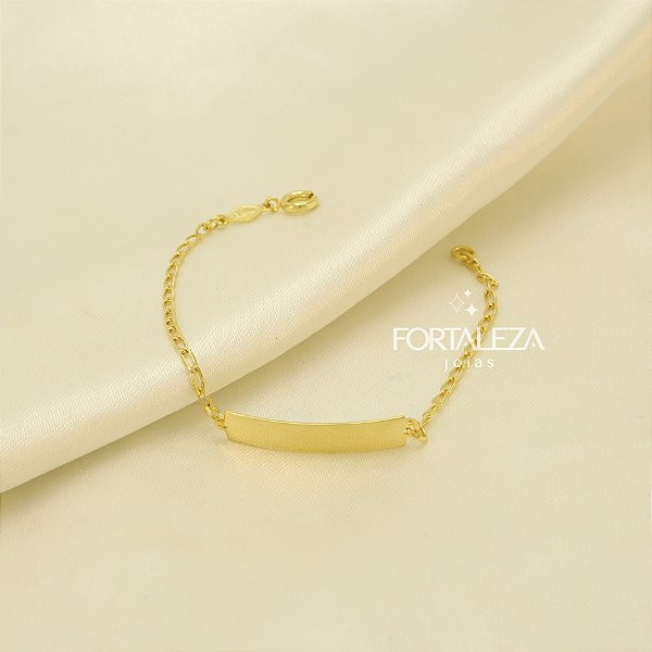 Pulseira com Plaquinha Lisa Banhado a Ouro 18k