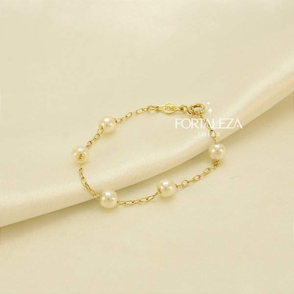 Pulseira de Pérolas Banhado a Ouro 18k