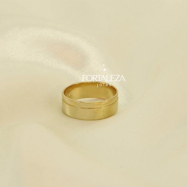 Aliança Lisa com Detalhe Fosco Banhado a Ouro 18k