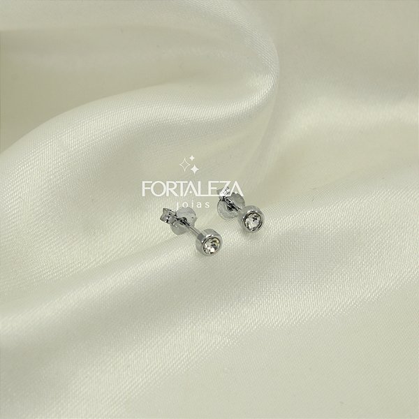 Brinco Ponto de Luz com Zircônia Banhado a Ouro Branco