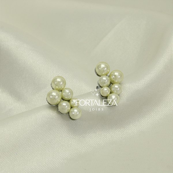 Brinco Mini Ear Cuff de Pérolas Banhado a Ouro Branco