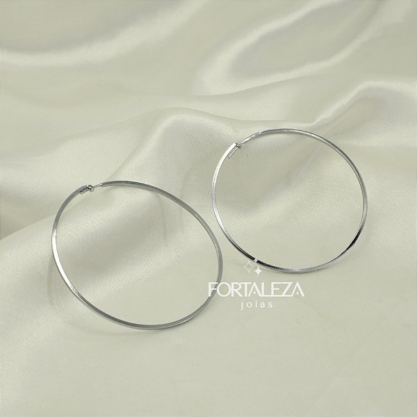 Brinco Argola de Aro Liso Banhado a Ouro Branco