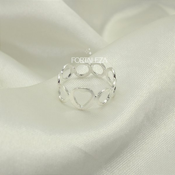 Anel Regulável com Design Vazado Banhado a Prata