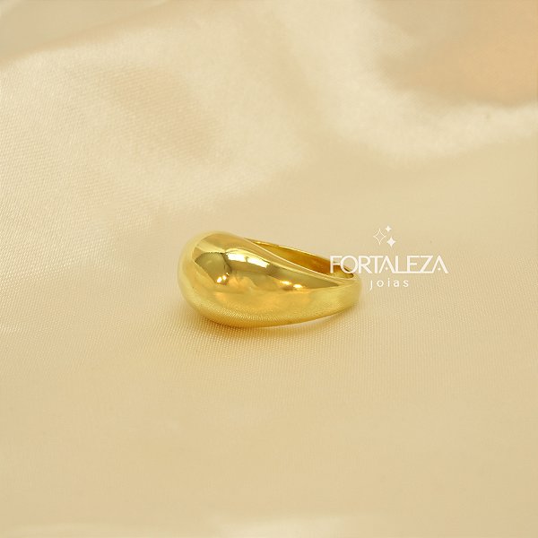 Anel com Design Abaulado Banhado a Ouro 18k