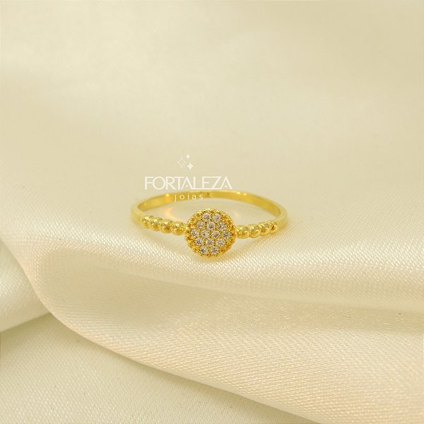 Anel Cravejado em Zircônia Cristal Banhado a Ouro 18k