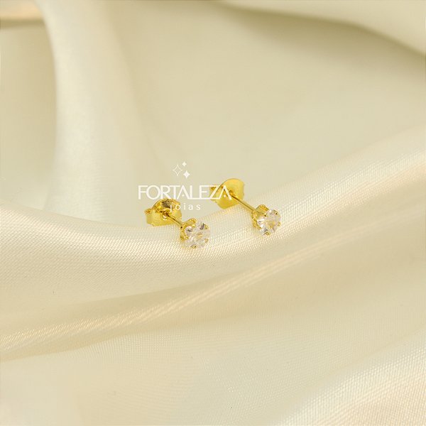 Brinco de Estrela com Zircônia Cristal Banhado a Ouro 18k