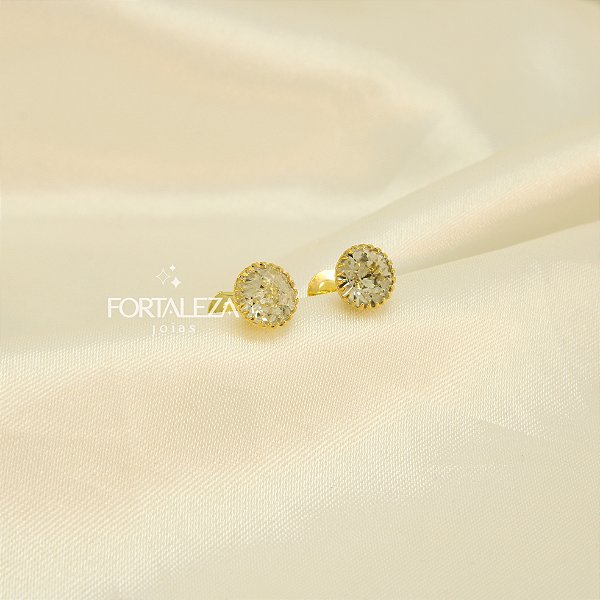 Brinco Ponto de Luz com Zircônia Cristal Banhado a Ouro 18k