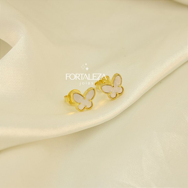 Brinco de Borboleta com Resina Banhado a Ouro 18k