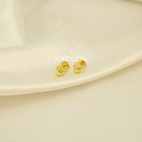 Brinco de Coração Polido Banhado a Ouro 18k