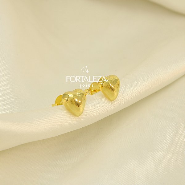 Brinco de Coração Polido Banhado a Ouro 18k