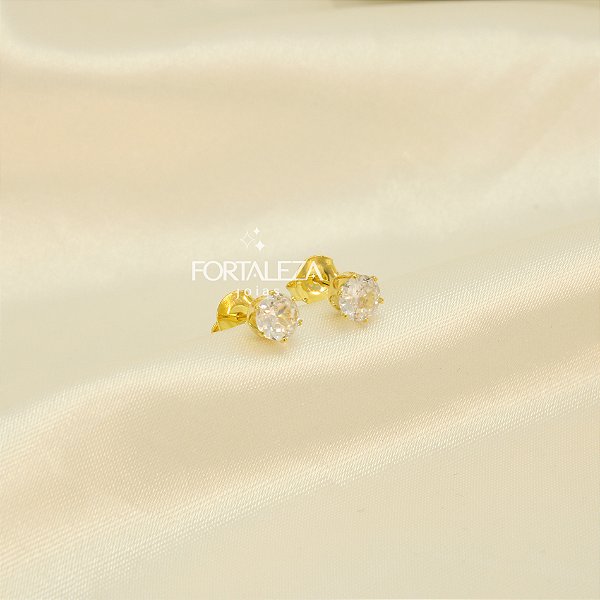 Brinco Ponto de Luz com Zircônia Banhado a Ouro 18k