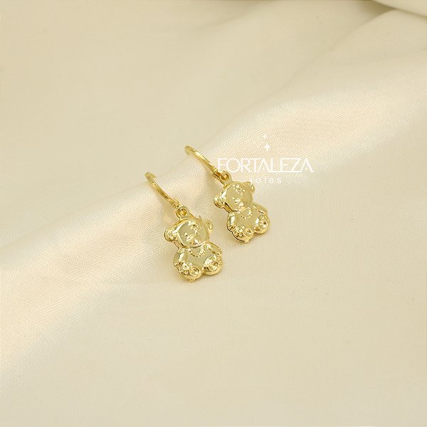 Brinco Argola com Ursinha Banhado a Ouro 18k