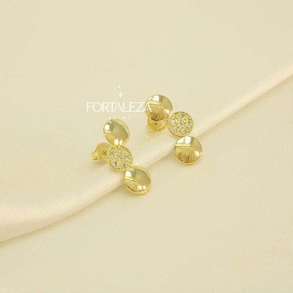 Brinco Ear Cuff com Detalhe em Zircônia Banhado a Ouro 18k