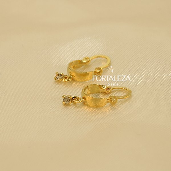 Brinco Argola Ponto de Luz em Zircônia Banhado a Ouro 18k