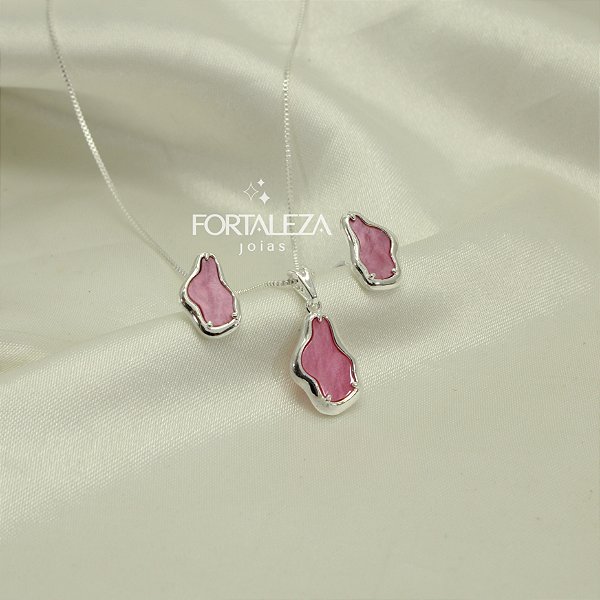 Conjunto Orgânico com Resina Banhado a Prata