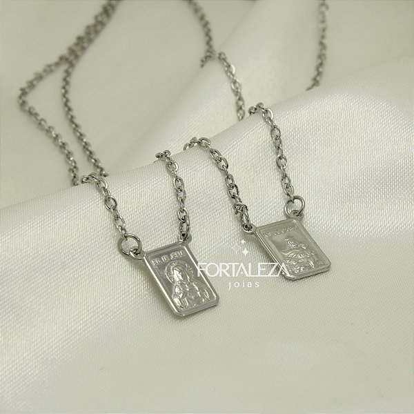 Escapulário Nossa Senhora do Carmo em Aço Inox