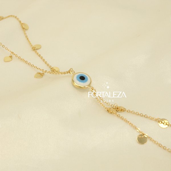 Corrente Body Chain Olho Grego Banhado a Ouro 18k