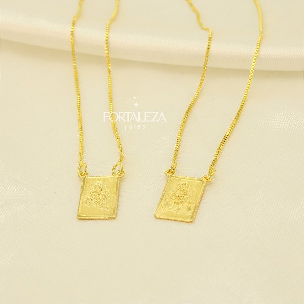 Escapulário Nossa Senhora do Carmo Banhado a Ouro 18k