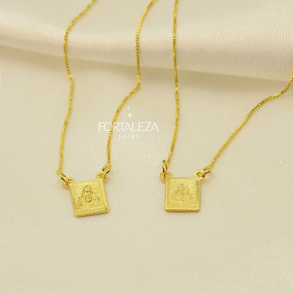 Escapulário Nossa Senhora do Carmo Banhado a Ouro 18k