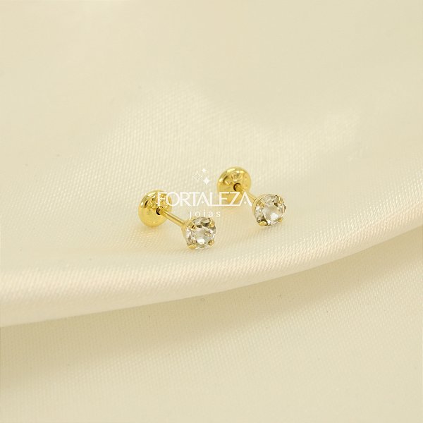 Brinco Ponto de Luz com Zircônia Cristal Banhado a Ouro 18k