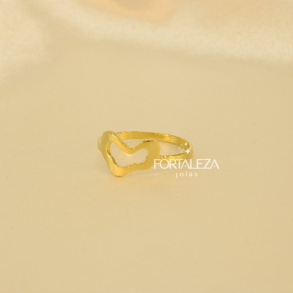 Anel Coração Orgânico Banhado a Ouro 18k