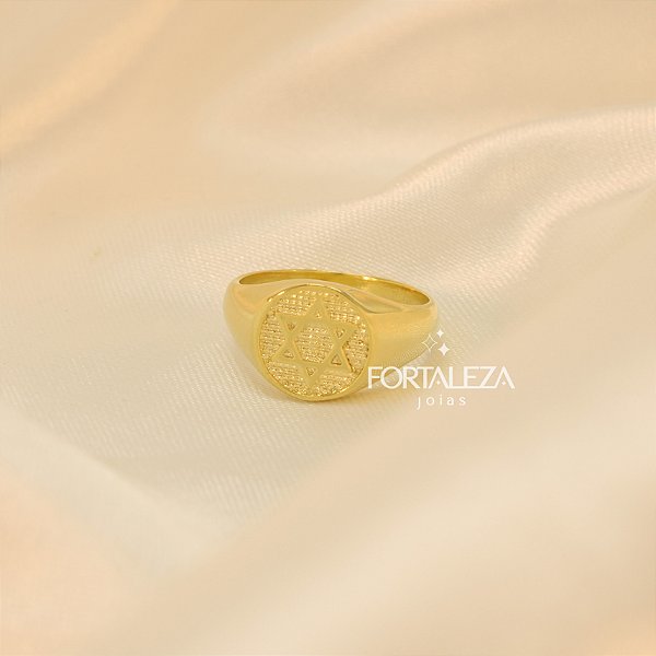 Anel Estrela de Davi Banhado a Ouro 18k