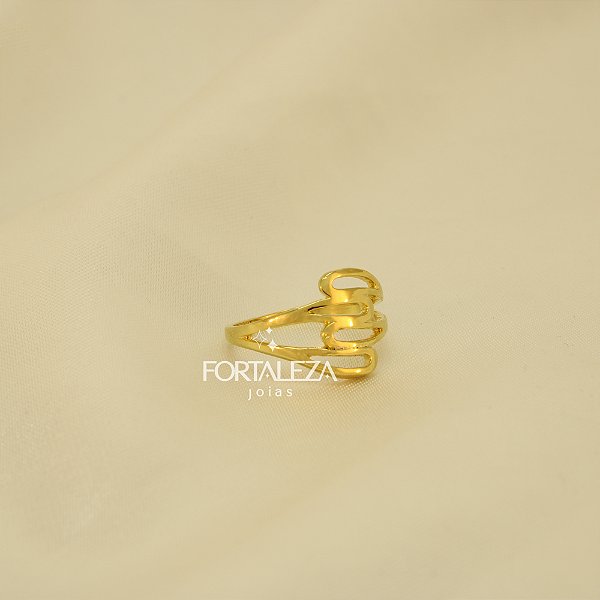 Anel com Design Vazado Banhado a Ouro 18k