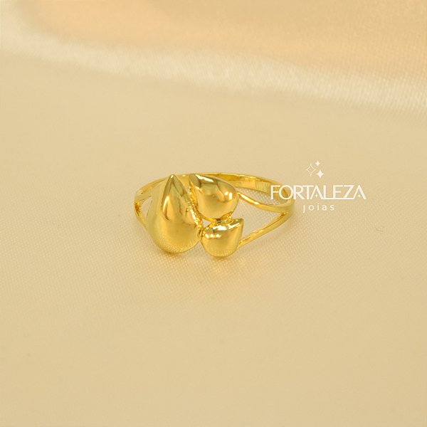 Anel com Design de Gotas Banhado a Ouro 18k