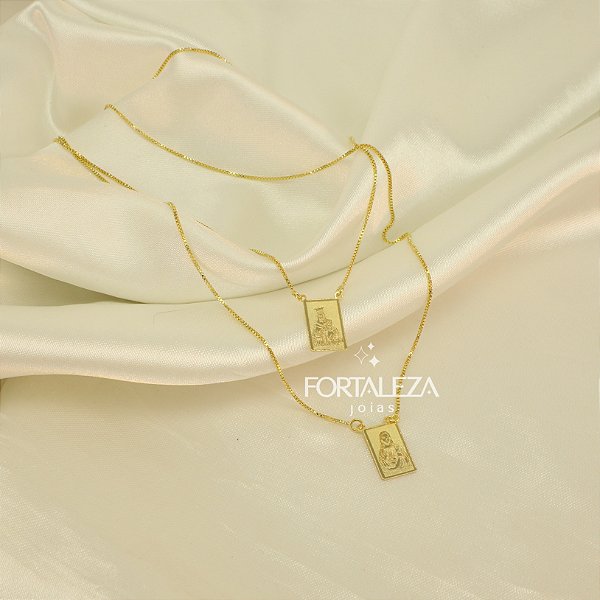 Escapulário de Nossa Senhora do Carmo Banhado a Ouro 18k