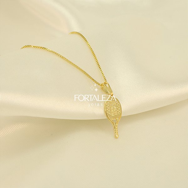 Gargantilha Raquete de Beach Tennis Banhado a Ouro 18k