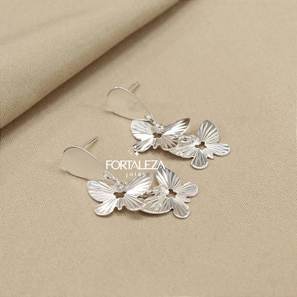 Brinco Borboleta Banhado a Prata