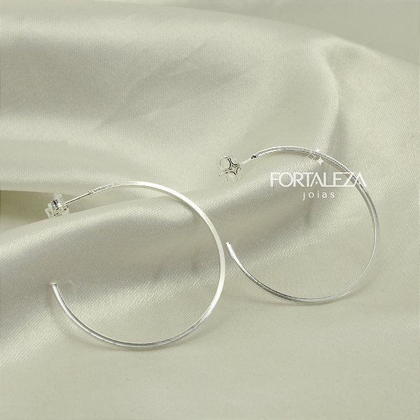 Brinco Argola de Aro Liso Banhado a Prata