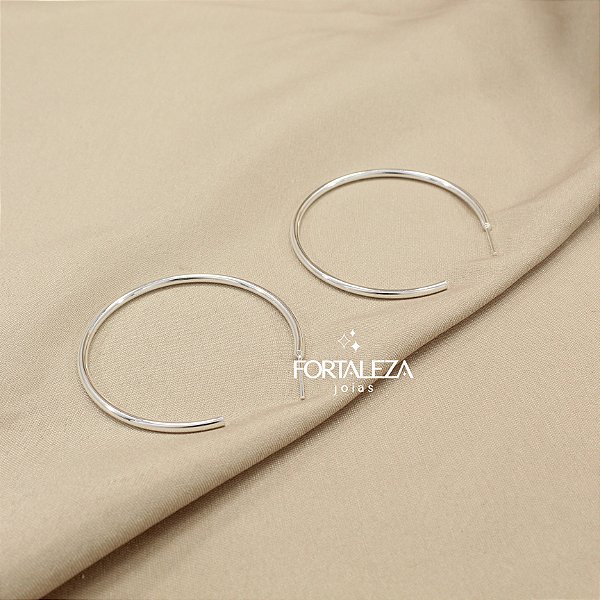Brinco Argola de Aro Liso Banhado a Prata