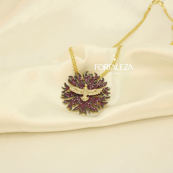 Gargantilha Espírito Santo Banhado a Ouro 18k e Ródio Negro