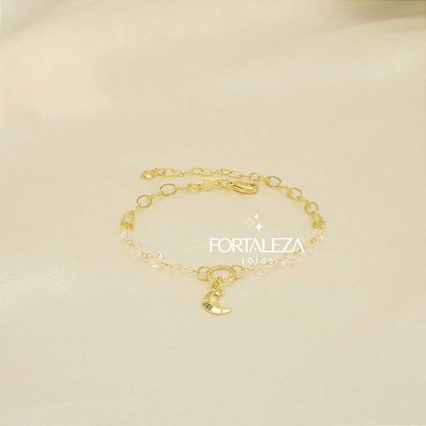 Pulseira com Pingente de Lua Banhado a Ouro 18k