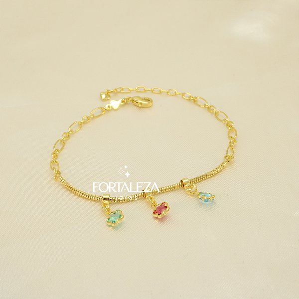 Pulseira com Estrela de Zircônia Banhado a Ouro 18k