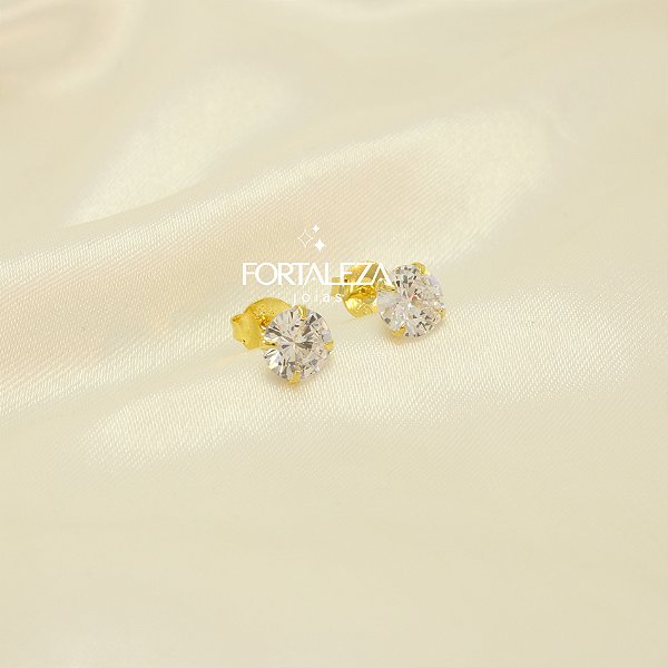 Brinco Ponto de Luz com Zircônia Cristal Banhado a Ouro 18k