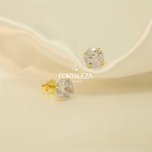 Brinco Ponto de Luz com Zircônia Cristal Banhado a Ouro 18k