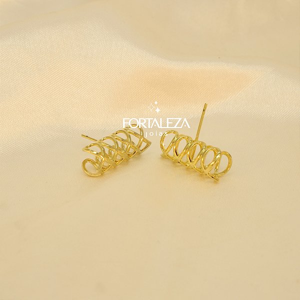 Brinco com Design Trançado Banhado a Ouro 18k