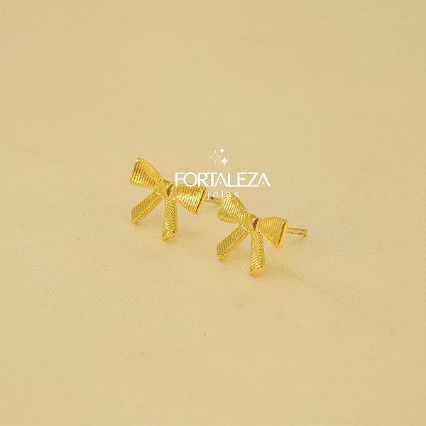 Brinco de Laço Texturizado e Banhado a Ouro 18k