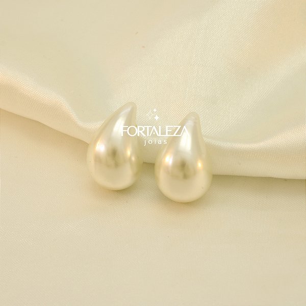 Brinco Gota de Pérola Banhado a Ouro 18k