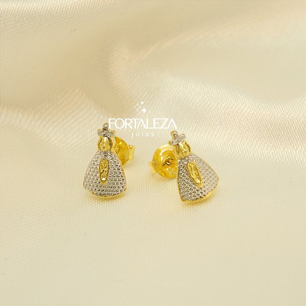 Brinco Nossa Senhora Aparecida Banhado a Ouro 18k e Ródio