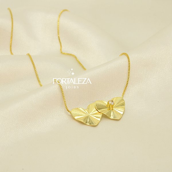 Gargantilha de Coração com Zircônia Banhado a Ouro 18k