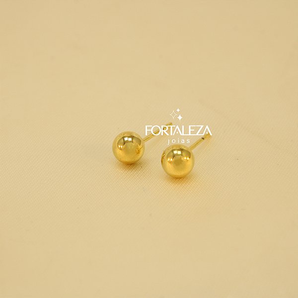 Brinco de Bolinha Polida Banhado a Ouro 18k