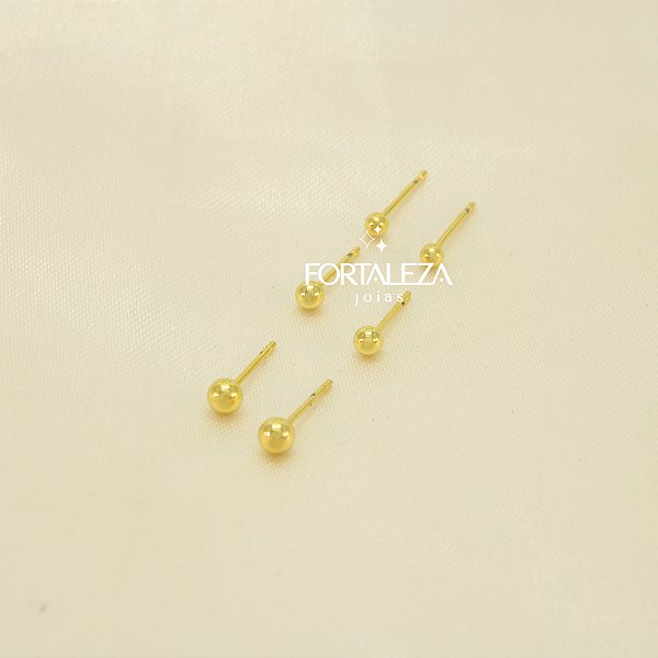 Brinco em Trio de Bolinha Polida Banhado a Ouro 18k