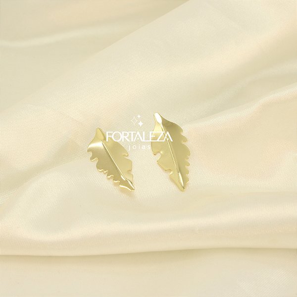 Brinco com Design de Folha Orgânica Banhado a Ouro 18k