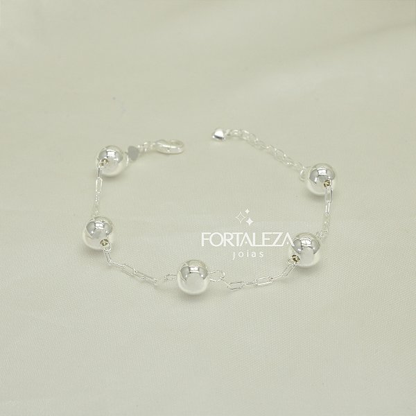 Pulseira de Bolinhas Polidas Banhado a Prata 925