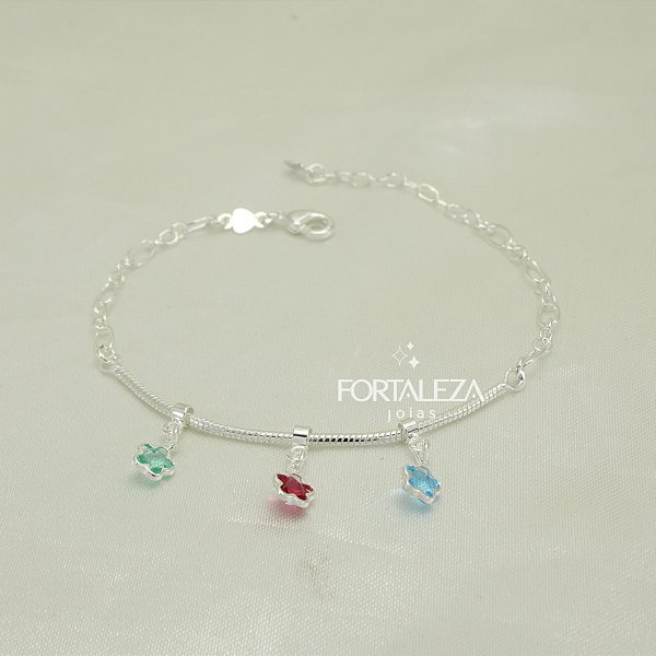 Pulseira com Estrelas de Zircônia Banhado a Prata 925