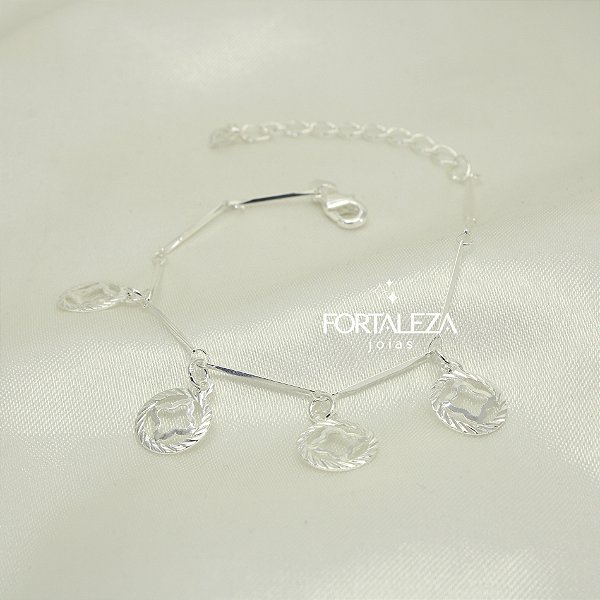Pulseira com Medalhinhas Banhado a Prata 925