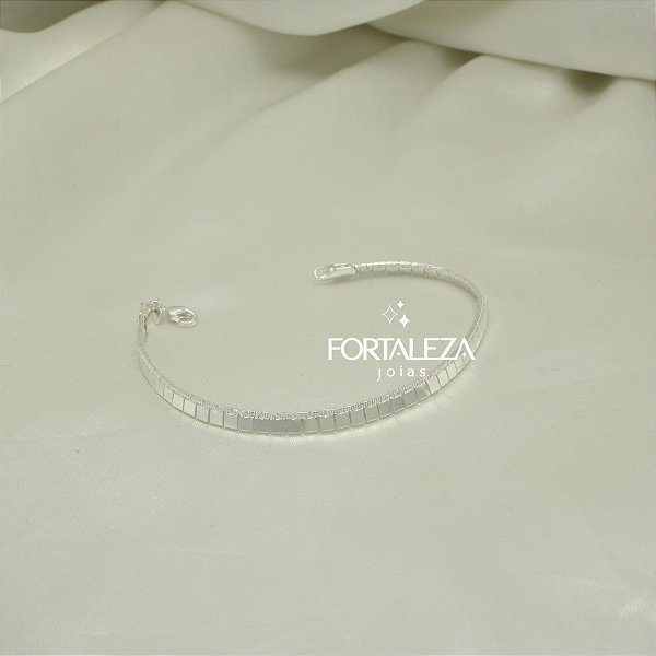 Pulseira Rígida com Design Espelhado Banhado a Prata 925